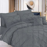 3 Pcs Pintuck Duvet Set - Grey